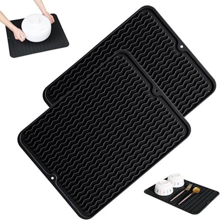 2-pack silikonunderlägg för disk, 40x30 cm, diskunderlägg, diskställ