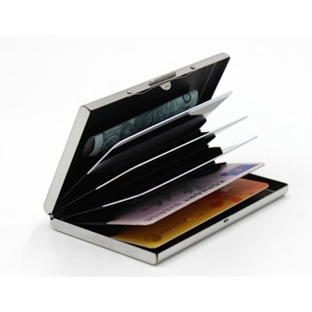 Card holder with compartment - Protects RFID - metal - wallet