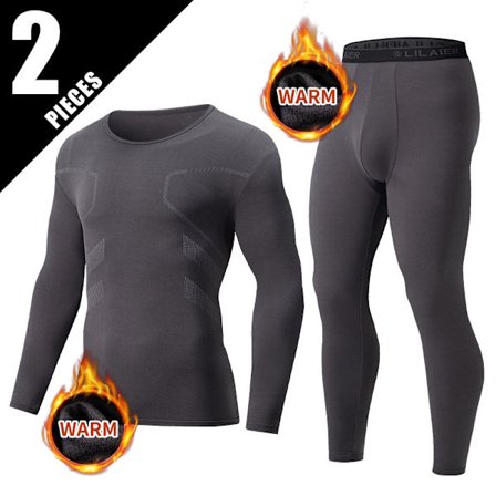 Termiska Yogabyxor Set | Varma Träningsleggings 2-Pack*V2 Värme - Grå*L