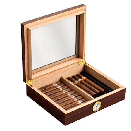 Cigarrhumidor i cederträ med transparent fönster för förvaring | Cigarrtillbehör