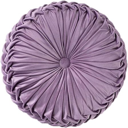 Rund Pude i Fløjl - Gulvpude til Hjemmet - Dekorativ Plettet Rund Pude til Sofa, Stol, Seng, Bil - Lavendel