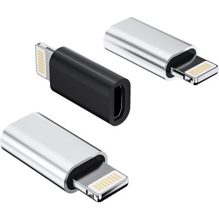 Micro USB-hun til Lightning-han-opladeradapter (3-pak) Android-opladningskabelport-stik kompatibel med iPhone/iPad-opladningsledning datakonverter