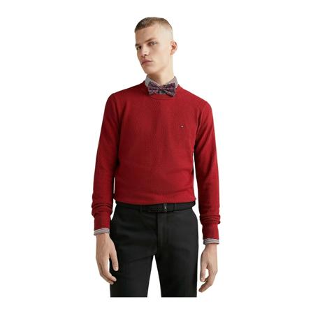 Tommy Hilfiger Round-neck Knitwear , Rood , Heren , Maat: L Truien & Vesten