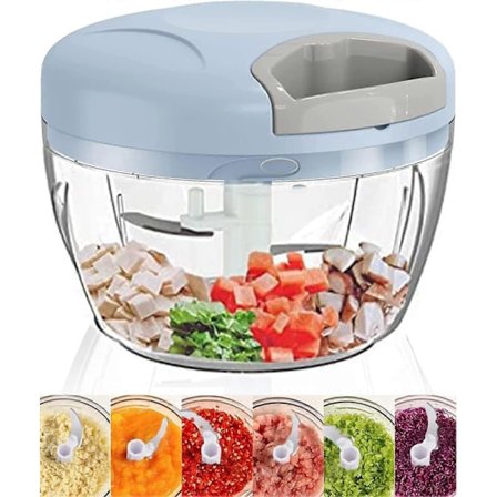 Manuel hakker, Løghakker, Manuel hakker med snor, løgskærer, til mad, frugt, grøntsager, kød, urter, hvidløg, salat, med 500 ml snor