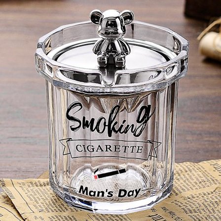 Kreativt askebeger husholdning rustfritt stål trakt anti-fly aske med lokk kontor askebeger personlighet vindtett askebeger