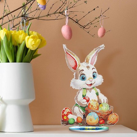 ARTopet DIY Diamant Påsk Bordsdekorationer Diamantkonst Full Runda Borr Måla Efter Nummer Kit Bordsdekorationer Enkelsidig Diamant Kanin Design N