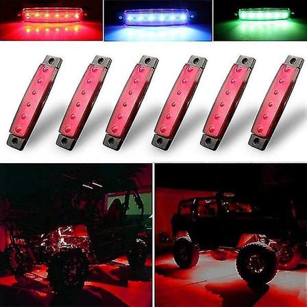 Pod LED-ljus, vattentät bottenglöd neonlampor, led bottenglödlampor, dekorativa billjus, grönt, 12v, 6 stycken Red