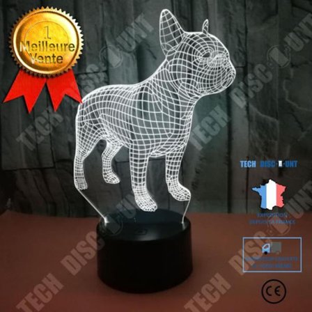 Bordslampa - TD - 3D LED - Fransk Bulldog - RGB - Elektrisk - Inomhus
