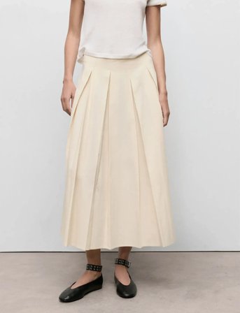 Mango Pleated Midi-Skirt - Cream - 38