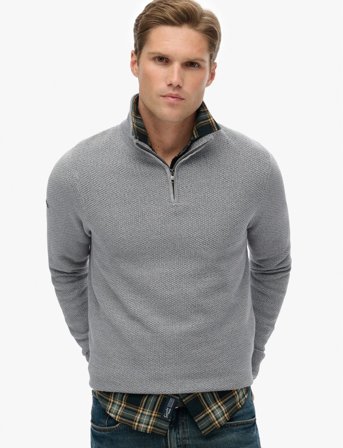 Superdry Lw Cotton Texture Half Zip - Grey - XXXL