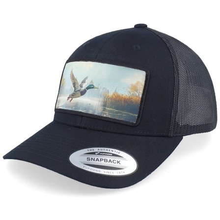 Hunter - Zwart snapback Cap - Big Duck Wide Patch Retro Black Trucker @ Hatstore