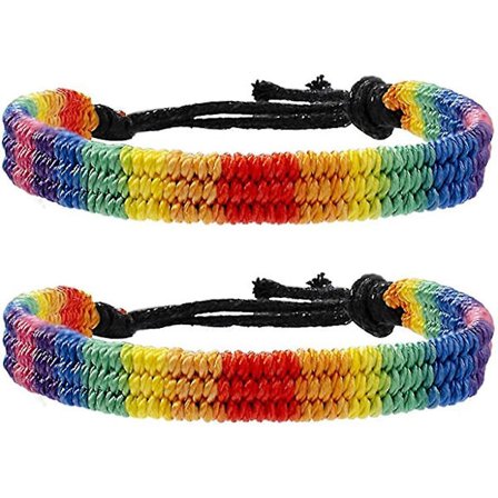 Seksfarvet regnbue håndflettet armbånd venskab armbånd par armbånd - 2 stk