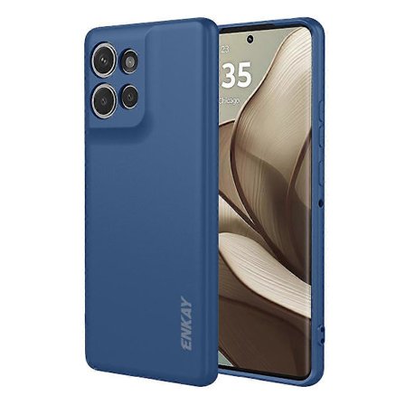 For Motorola Edge 50 Neo 5G Silikondeksel ENKAY HAT PRINCE Rett Kant Mobiltelefon Bakdeksel Mørkeblå