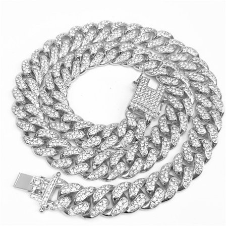 Cuban Chain Halsband Hip Hop Hip Hop Silver 40cm