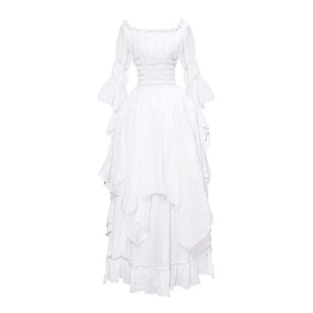 Vintage Lyx 1700-tals viktoriansk virkad Spets Bell Drapera ärmar Medeltida renässans Gotisk Ground Cosplay Vintage Klänning Klänning Bröllop