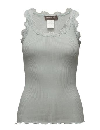 Silk Top W/ Lace Top Ærmeløs Top Grøn Rosemunde