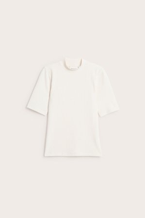 Kappahl | Ribbad top med polokrage | Offwhite
