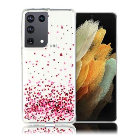 Deco Samsung Galaxy S21 Ultra Etui - hjerter Pink