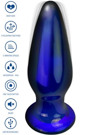ToyJoy Shining Vibrating Glass Plug 11,5 cm Analplugg med vibrator