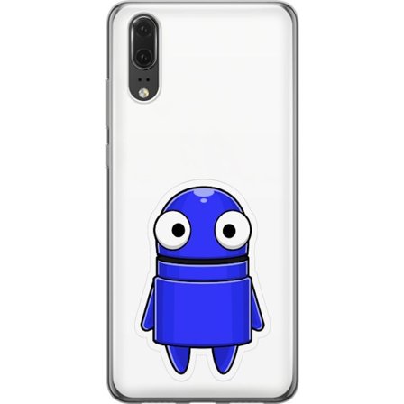 Kompatibelt Mobildeksel til Huawei Huawei P20 Blå tegnet figur med store øyne og et vennlig uttrykk i minimalistisk design
