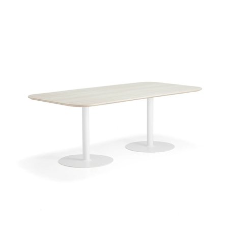 Bord METRIC, rundade hörn, 2000x1000x720 mm, vit/ask