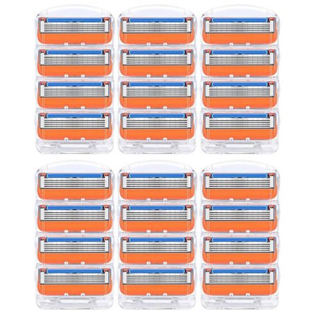 24 stk Barberblad Refill for Fusion 5, Barberblad for menn - Oransje Ny versjon