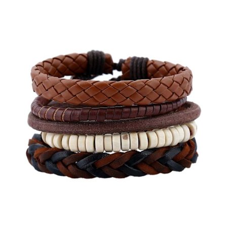 5-pack håndlavet læder armbånd herrer læder læder reb