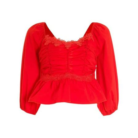 Fracomina Poplin Regular Bluse - Fr22St1001W520G1 Rød, Dame