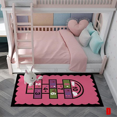 Hoppe Paradiset Teppe - Hoppe- og Telleteppe med Søtt Fargerikt Design - Sklisikker Leke Matte for Barn - Mykt Gulvteppe