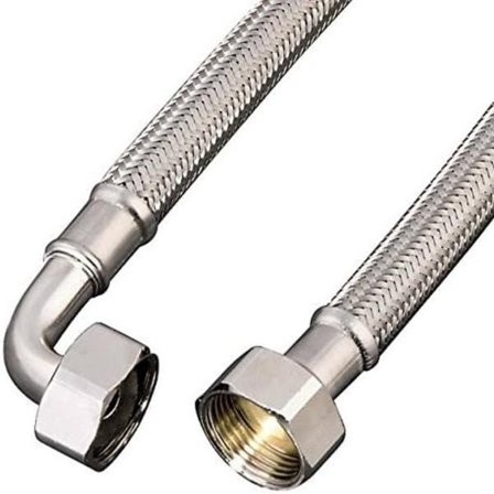 IC Forstærket Fleksibel Vandindløbsforlængelse (90° Indløb, til Vaskemaskine og Opvaskemaskine Indløbsslange, Anti-Flam Tank Indløbsslange