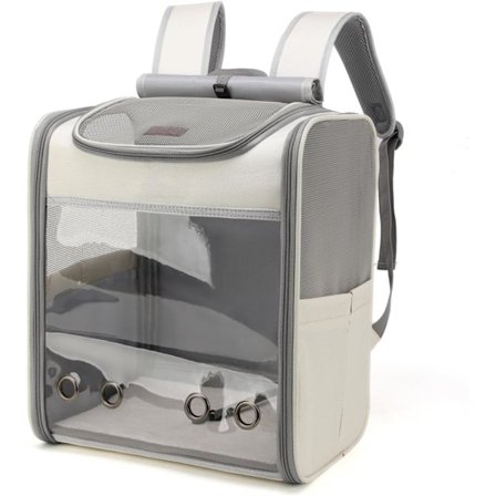 Rygsæk til katte og små hunde, bærerygsæk til kæledyr med indvendig sikkerhedsline, kan bruges til rejser (grå)