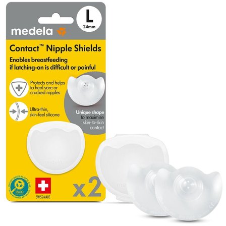 Medela Contact ammeskjold i silikon str L (24 mm) 2 stk