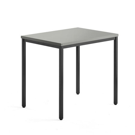 Side desk QBUS, 800x600 mm, 4-leg frame, black frame, light grey