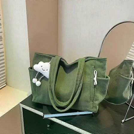 Manchesterväska med dragkedja - Lätt och rymlig axelväska, lämplig för dagligt bruk (Grön)