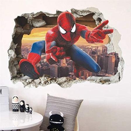 Spiderman veggklistremerker 3D-effekt klistremerker romdekorasjon gigantisk flyttbar selvklebende veggklistremerker barn Spiderman veggklistremerker
