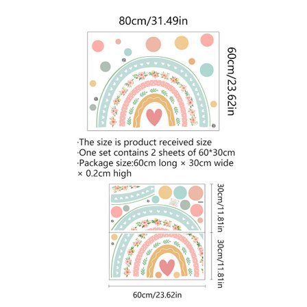 Regnbåge Väggdekaler Bohemian Prickar Väggdekaler Ros Blomma Väggdekal