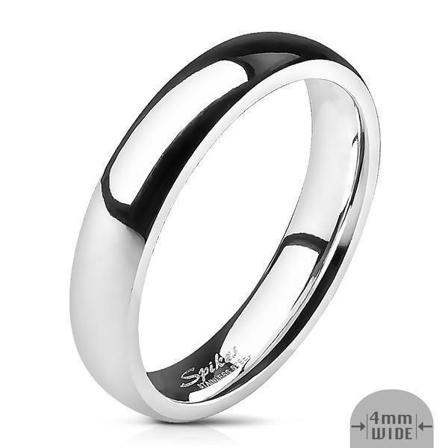 6 mm. bred slät convex ring i Spegel Polerad 316L stål 16,51 mm stl. 6 = 16,51