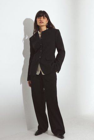 NA-KD Pantalon de tailleur avec poche à rabat - Pantalon cigarette - Noir - EU 36