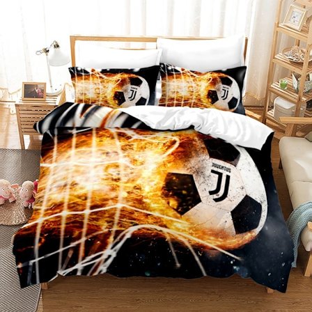Sängkläder tredelat set Fotbollslag digitaltryckt täcke örngott lakan fyrdelat set B