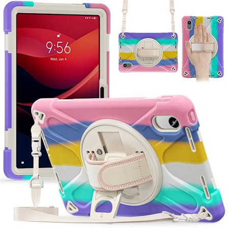 SKALO Lenovo Idea Tab 11" Armor 360 Håndtag Skulderrem Cover - Rainbow