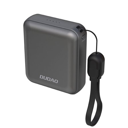Dudao Powerbank 10000mAh 22,5W USB-C med USB-C-kabel - grå