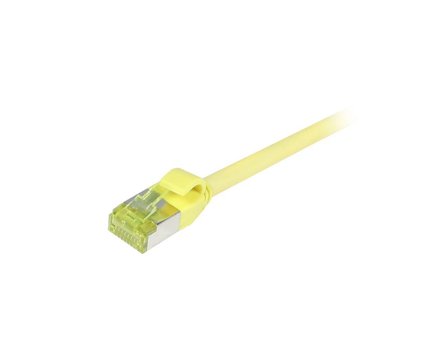 SYNERGY Patchkabel RJ45, CAT6A 500Mhz, 1,5m, gelb, S/FTP, slimline rund d=4,5mm, TPE/LSZH(Superflex), AWG28, mit CAT7 Rohkabel, Synergy 21