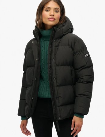 Superdry Hooded 5 Baffle Sports Puffer - Black - XL