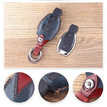 Bilnyckelfodral i äkta läder svart för Mercedes Benz