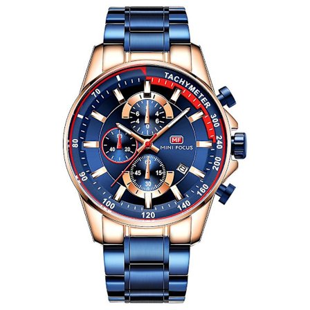 Mini Focus Trend Quartz Klokke Lysende Vanntett Herreklokke 0218g(Blå)