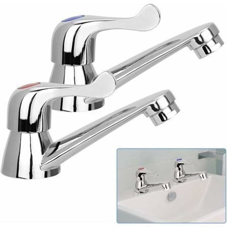 2-delad köksblandare badrumsblandare stänksäker krompläterad kopparsinkblandare med kran skål för diskho/badrum/toalett