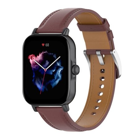 Amazfit GTS 3 / Bip U Top Layer Cowhide läderarmband till klocka - Mörkbrun