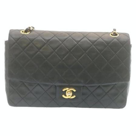 Chanel Vintage, Pre-owned Leather Flap Bag Zwart, Dames, Maat:ONE Size,leer