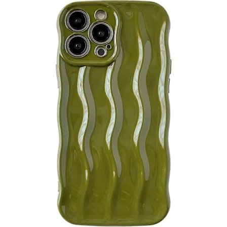 Caseative Skal til iPhone 13 Pro Max, Vandbølgemønster Krøllet Bølge Ramme Blødt Kompatibelt iPhone Skal (Grøn, iPhone 13 Pro Max)