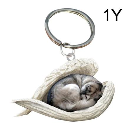 Hengende Ornament Nøkkelring Søt Sovende Engel Dog Wing Anheng Hundegave Ca Husky
